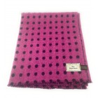 Pure Wool Tweed Blanket//Throw Bright Pink Reversible Polka Dot